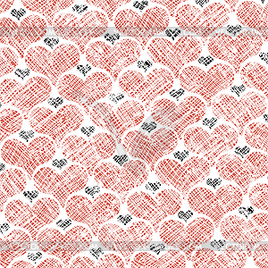 Hearts Seamless Pattern Textured - vector image