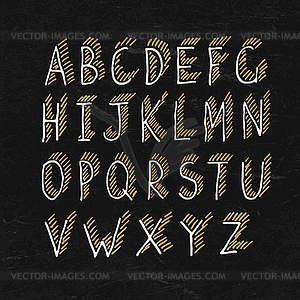 Hand-drawn Shadowed Alphabet on BlackBoard Texture - vector image