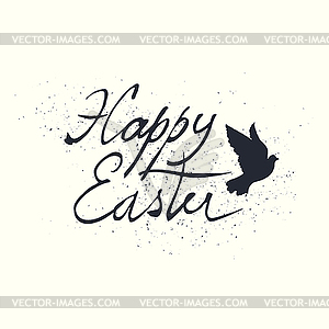 Easter Retro Design with Bird Silhouette. , grunge - vector clipart