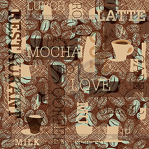 Coffee Themed Seamless Background - vector clipart