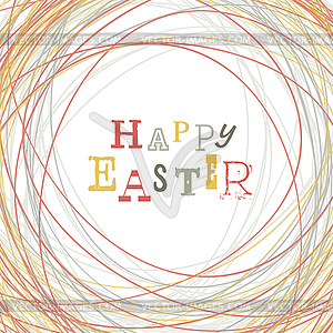 Happy Easter Greeting Card with Symbolic Nest - vector image