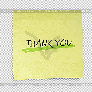 Yellow sticky notes with Thank You Message - vector image