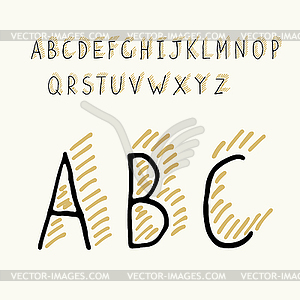 Thin Hand-drawn Hipster Shadowed Alphabet - vector image