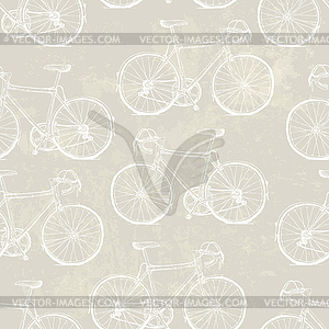 Aged Vintage Bicycles Seamless Pattern - vector clipart