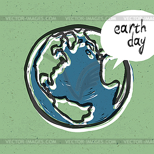 Earth day poster. On recycled paper texture - vector image