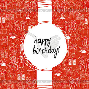 Happy Birthday Lettering. Gift Box Shaped Many - vector clipart