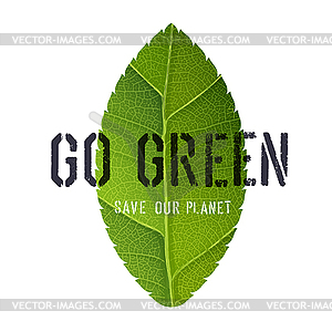 Go Green Poster with Leaf Symbol - vector clipart