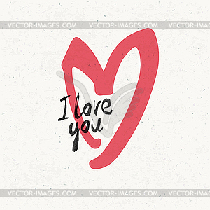 I Love You Lettering. On paper texture - vector image