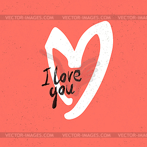 I Love You Lettering. On red paper texture - vector clipart