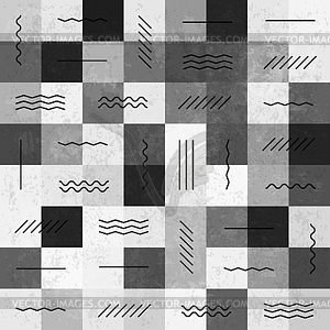 Retro monochrome vintage seamless pattern with lines - vector clip art