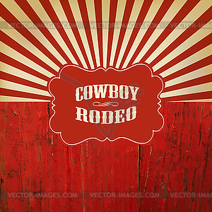 Wild West Rodeo Background. On Red Wooden Fence - vector clipart