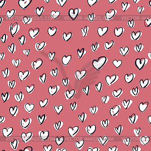 White Hearts on Pink Background. Seamless Pattern - vector clip art