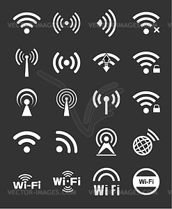 Набор двадцати WiFi икон - векторное изображение клипарта