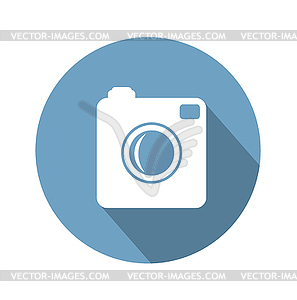 Hipster photo camera icon with long shadow - vector clip art