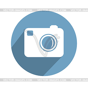 Hipster photo camera icon with long shadow - vector clipart