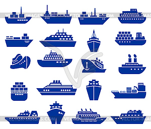 Ship and boat icon set - color vector clipart