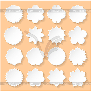 Set of White Paper Floral Frames on Beige Background - vector clip art