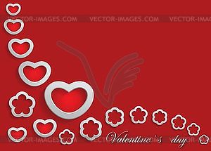 Card for Valentine`s Day on Red Background - vector clipart