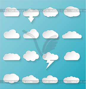 Shiny White Cloud Icons - vector image