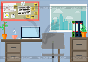 Business workplace with office things, equipment, - vector clipart