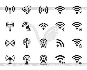 Set of twenty different black wi-fi and wireless - vector clip art