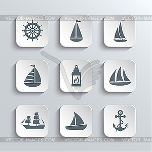 Sailboat Web Icons Set - vector EPS clipart