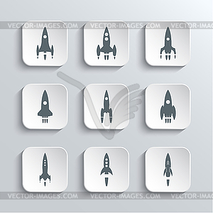 Rocket Spaceship Web Icons Set - vector clip art