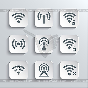 Wireless and Wi-Fi Web Icons Set - vector image