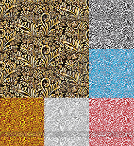 Six Floral Seamless Pattern Background - royalty-free vector image