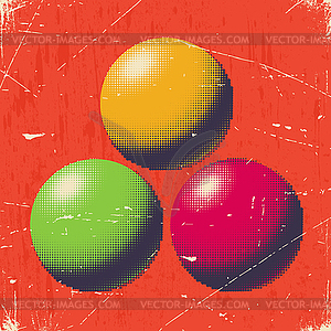 Царапины ретро карты с полутоновых шаров - векторный дизайн