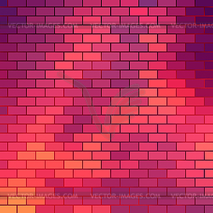 Sundown themed background with brick grid - vector clip art