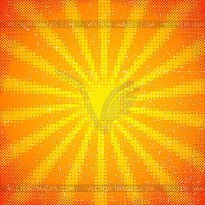 Vintage card with halftone sun rays - vector clipart