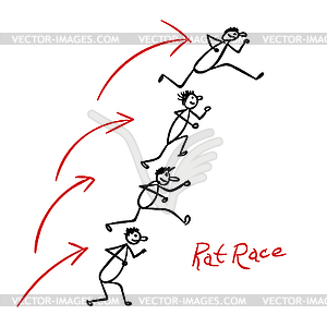 Sketch with people running over each other - color vector clipart