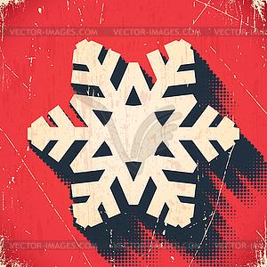 Aged Christmas snowflake card with halftone shadow - royalty-free vector clipart