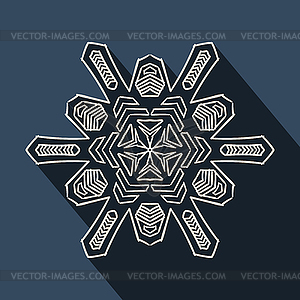 Long shadow filigree snowflake icon - vector image