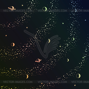 Retro futuristic background with space, stars and - vector clipart / vector image