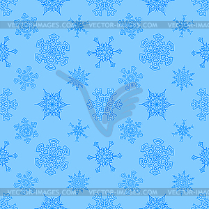 Seamless Christmas blue pattern with drawn - vector clipart