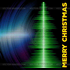 Музыкальный новогодняя елка карта с виниловыми канавок - изображение векторного клипарта