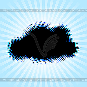 Halftone cloud shape with color aberrations - vector clipart / vector image