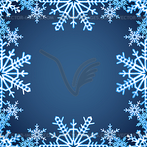 Christmas frame with snowflakes on edges - vector image