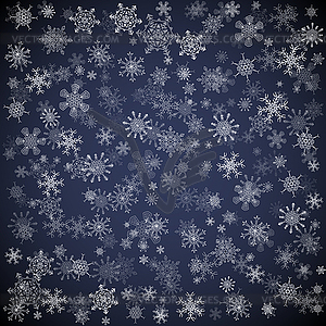 Black Christmas background with different snowflakes - vector image