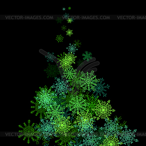 Рождественская елка из снежинок метель в - иллюстрация в векторном формате