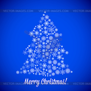 Christmas tree made of random snowflakes - vector clip art