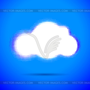 Halftone cloud shape with color aberrations - vector image
