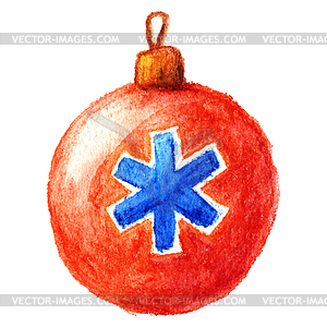 Watercolor drawn vintage christmas bauble with - vector clipart / vector image