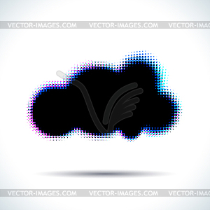 Halftone cloud shape with color aberrations - vector image