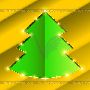 Cutout hole frame Christmas tree - vector clipart