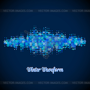 Christmas music waveform made of different scattere - color vector clipart