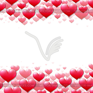 Valentines Day card with scattered purple hearts - vector clipart