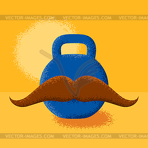 Retro hipster card with weight and mustache - vector clipart